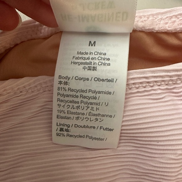 J.Crew Ribbed Curved-Waist Cheeky String Bikini Swim Bottom in Pale Pink Medium - Picture 3 of 7